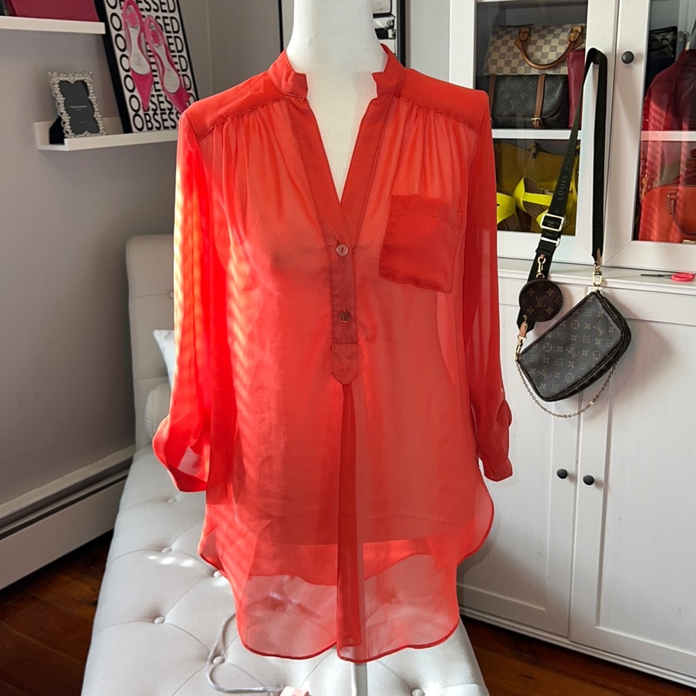 Burnt Orange Blouse Top Hi-low